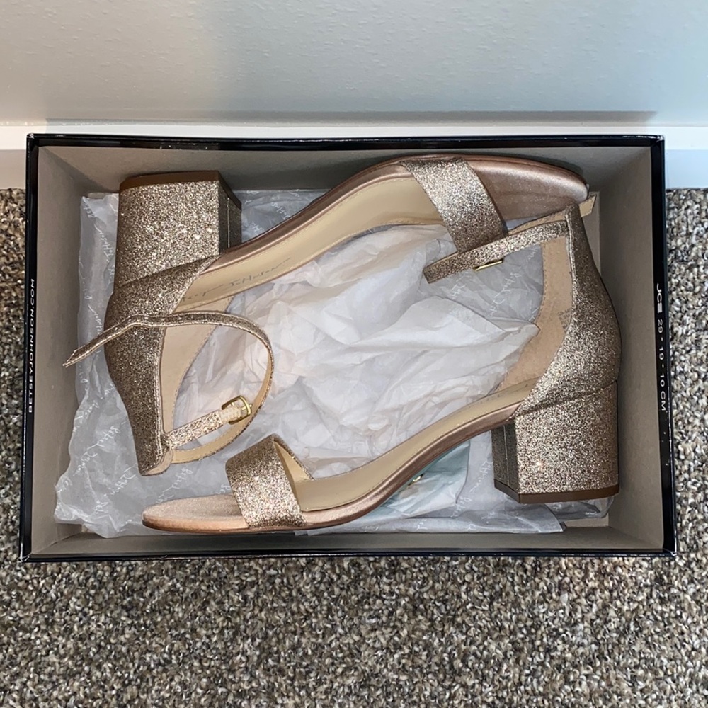 Betsey Johnson Champagne Glitter Heels